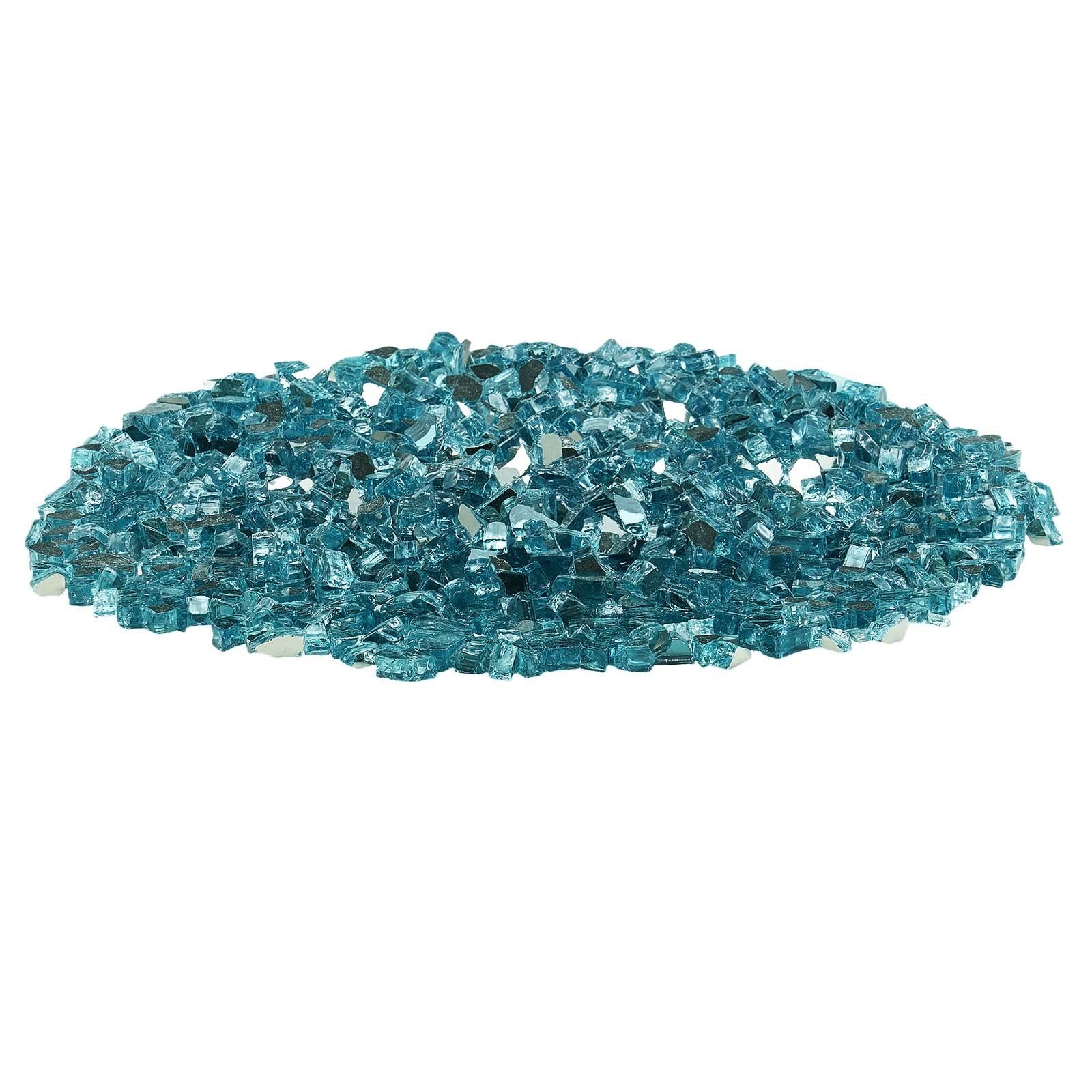 10lb 1/2-Inch Aqua Blue Fire Glass Rocks for Fireplace or Fire Pit Table