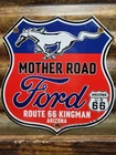 VINTAGE FORD PORCELAIN SIGN OLD MUSTANG ROUTE 66 MOTHER ROAD 1967 ARIZONA SHIELD