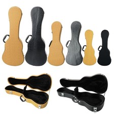 New 21" 23" 26" Ukulele Hard Case Leather Brown Yellow Black