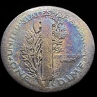 1918 Mercury Dime 90% Silver Toned/toner, Great Album Filler 0.072 Ozt ASW