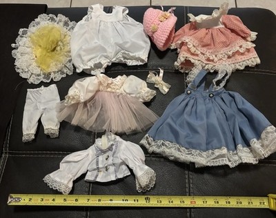 Vintage 9 Piece Lot Of Doll Dresses And Accessories