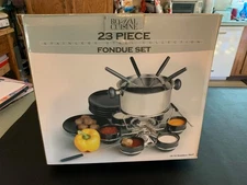 23 Pc Royal Cuisine Revolving 18/10 Stainless Steel Fondue Set -New Open Box