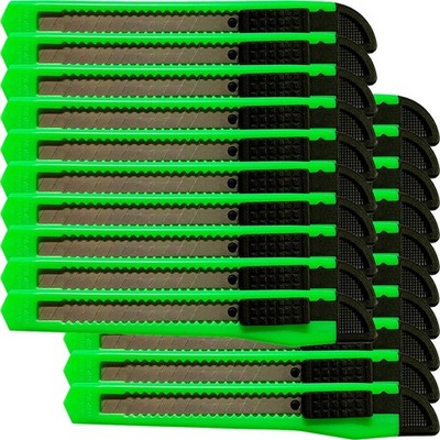 MotoProducts 20x Bulk Small Neon Green Utility Knife Box Cutters Snap Off Blade