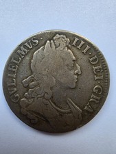 William III 1696 Silver Crown - Great Recoinage Milled Coin - Sharp Portrait