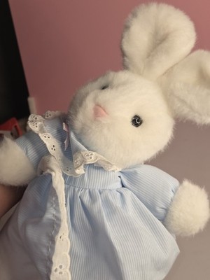 felt bunny in blue dress Anna Club Plush Leather Tagline Rabbit 1993 Vintage A creation of unique
