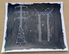 Original 14 by 17-inch Abstract Mixed Media Painting High Tension Power Lines — photo 1