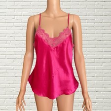 Vintage Victorias Secret Cami Pink Silky Satin Lace Tank Top Gold Label