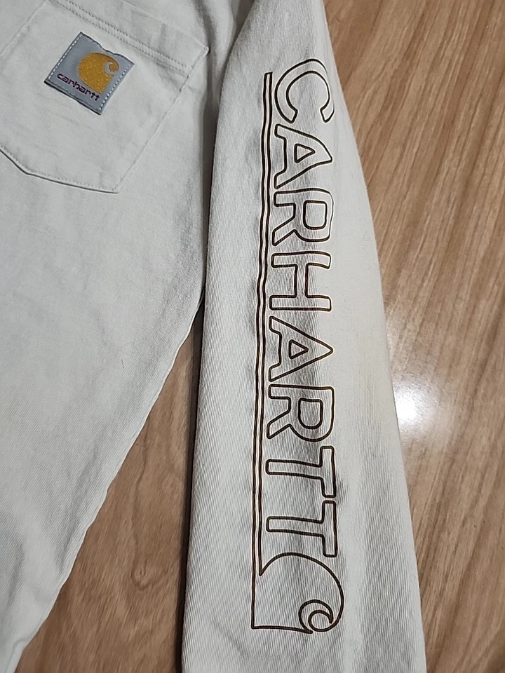 Carhartt Kids Shirt, 100% Cotton, Long Sleeve, Whote, Size 7 - Image 3 of 4