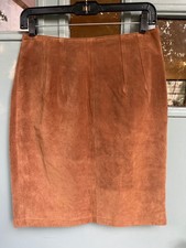 Vintage Global Identity Women s Size 9/10 Skirt Camel Natural Suede Leather