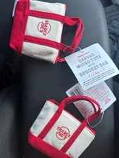 Red (2) Trader Joe's Canvas Micro Tote with Grocery Bag SHIP TODAY