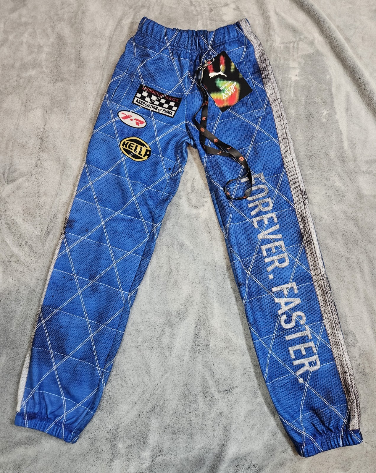 Pantalones acolchados azules Asap Rocky x Puma para hombre talla XS