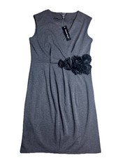 NEW Spense Heather Gray Sleeveless Dress Fabric Flower Appliqué Size 8