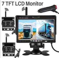 Digital Wireless Dual Rear View Backup Camera 7" Split Monitor for Truck Caravan