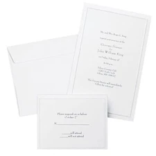 Border Wedding Invitation Kit, Pearl White, 50-Count (61001)
