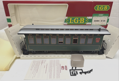 LGB G-GAUGE 3080-E01 PENNSYLVANIA PRR PASSENGER COACH CAR - LNIB