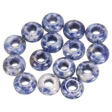 15pcs Natural Stone Beads 8x14mm Large Hole Craft Beads, Blue White
