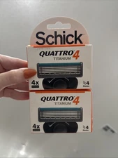 Schick 4 Blades Quattro Titanium Refills 8 Total Cartridges-2 Packs
