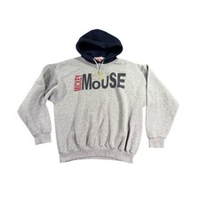 Vintage Mickey Inc Hoodie Mens XL Gray Navy Disney 90s Graphic Sweatshirt USA