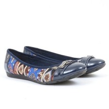 Anne Klein Sport Women's Size 9 Able Blue Fabric Ballet Flat Preppy Colorful