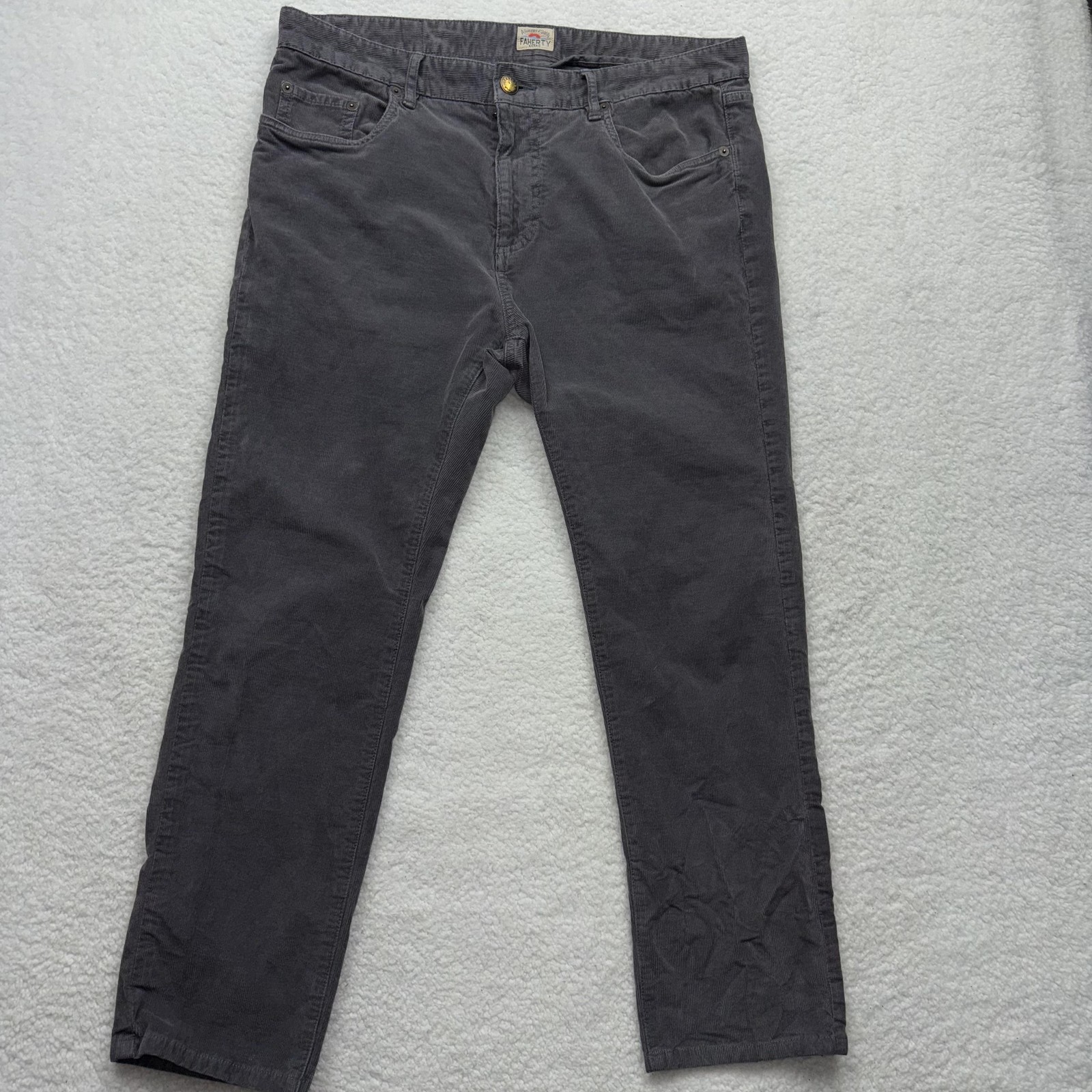 Faherty Brand Corduroy Pants Mens 33 Gray 5 Pocket Straight Leg Casual Chino