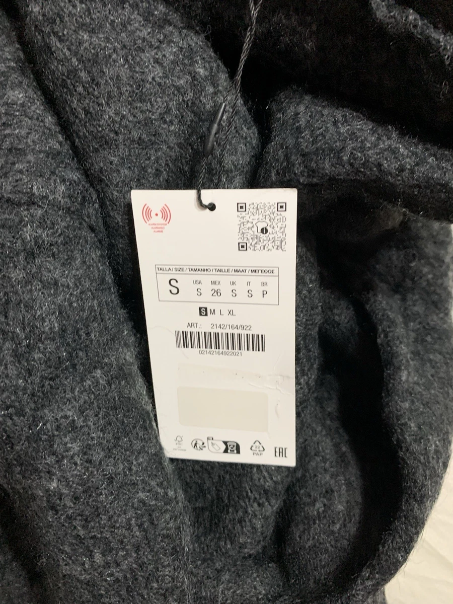 Zara Grey Wool Blend Knit Jumper Womens S Cropped Oversized Fuzzy Fluffy Sweater