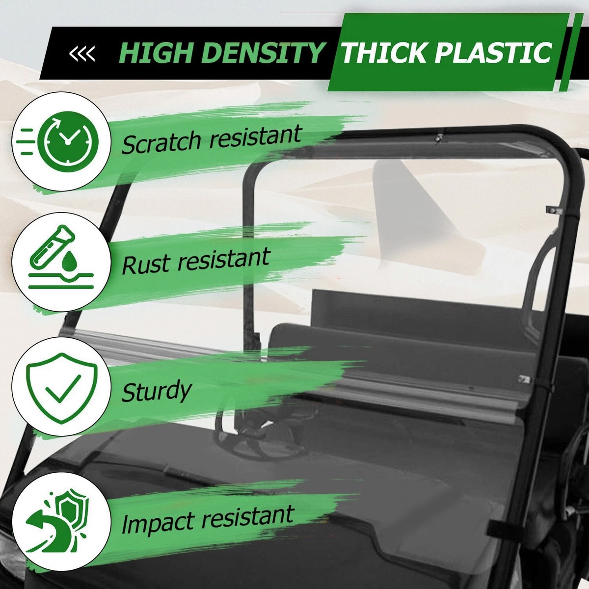Front Clear Folding Full Windshield For 2003-2013 Kawasaki Mule
