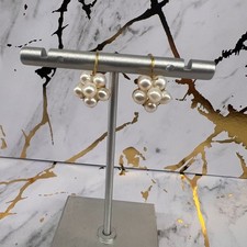 14 KT Yellow Gold Cluster Pearl Earring