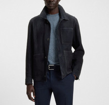 Giacca pelle nera Field uomo pura pelle scamosciata su misura taglia S M L XX...