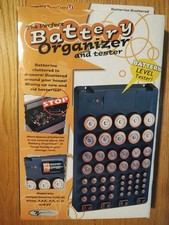 BATTERY ORGANIZER  TESTER W/ SLOTS FOR 9V, AAA, AA, C  D BATTERIES; 54 TOTAL