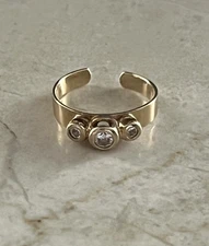 Mexico 14K Gold Diamonique DQ Cubic Zirconia CZ Toe Ring