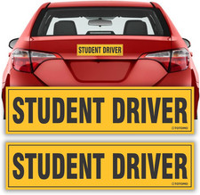 Student Driver Magnet for Car Sign - Large 12"X3" Magnetic Reflective Vehicle Sa