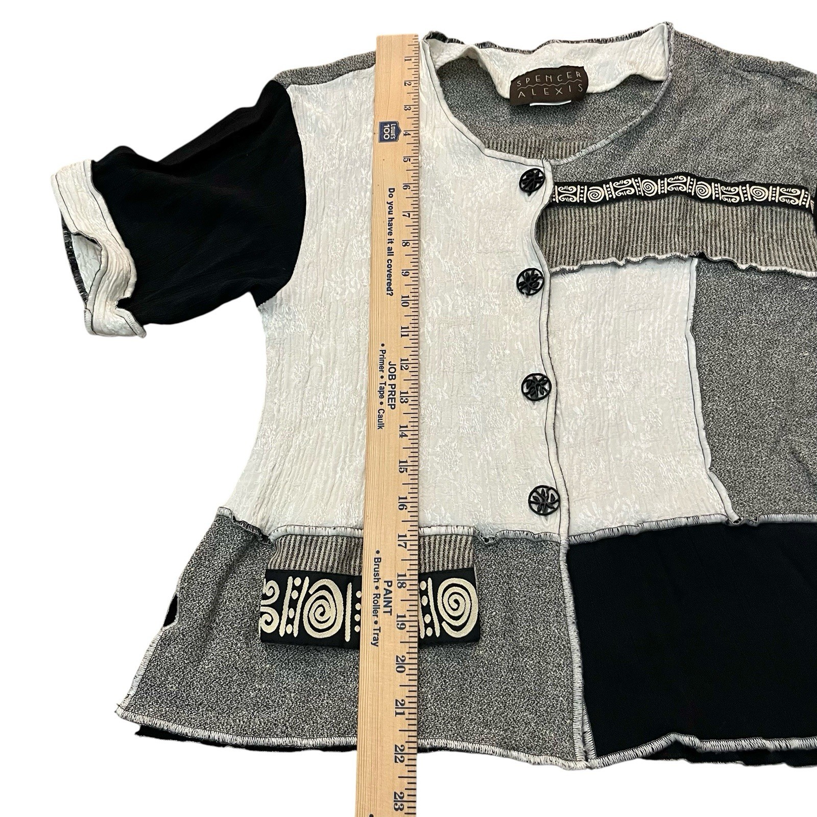 Spencer Alexis Patchwork Blouse Small Button Down… - image 9