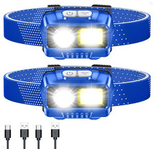 Linterna frontal LED 2000LM recargable, senso...
