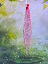 Pink bubbled Finial beautiful blown Glass Christmas Ornament New