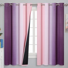 Pink and Purple Curtains 63 Inch Length 2 panels, Full Light Blocking Ombre B...