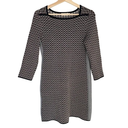 Abito Tory Burch in maglia jacquard con stampa geometrica Marrone Nero TG XS