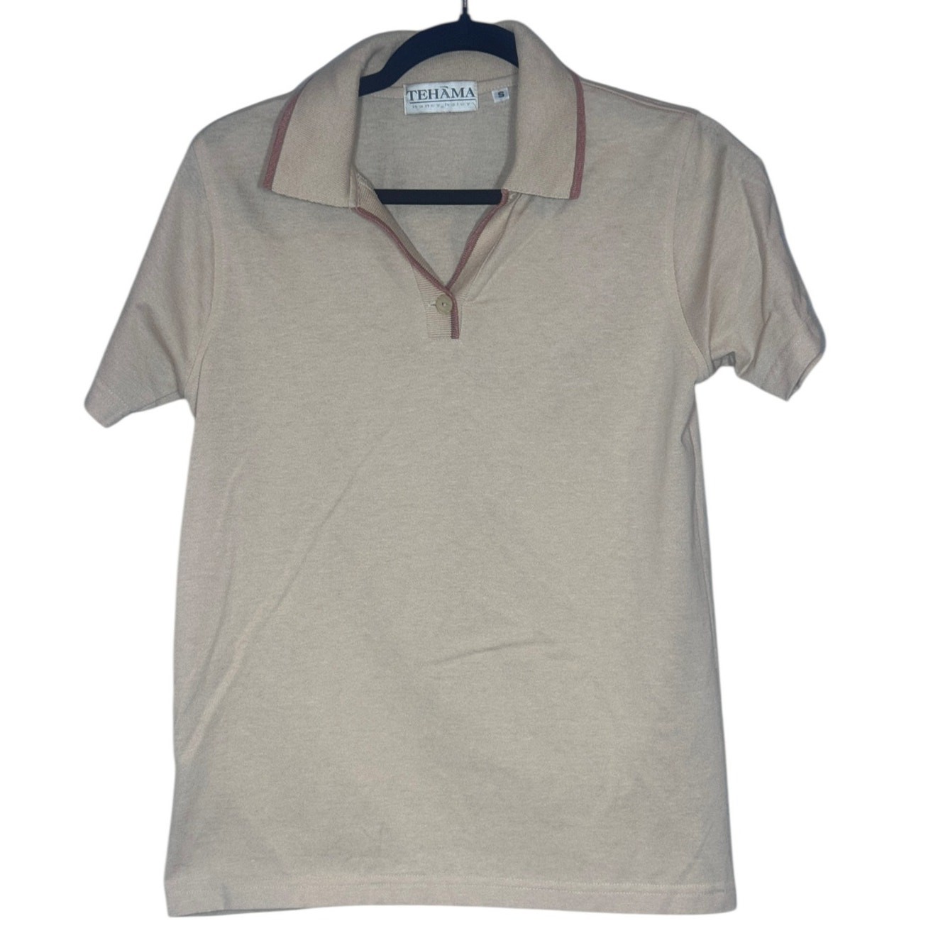 tehama shirt vintage golf polo tan  S preppy, old money, classic