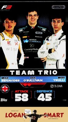 Brad Benavides Zak O'Sullivan Enzo Trulli 2022 Topps Turbo Attax F1 #130 Carlin