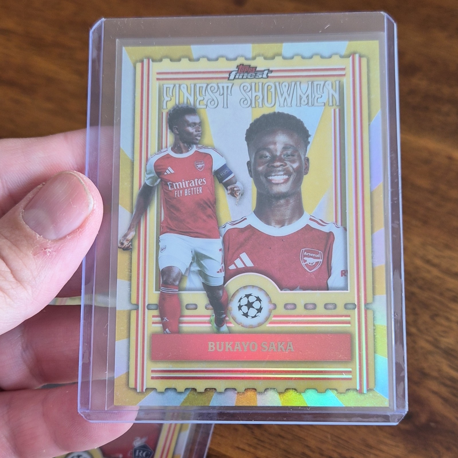 Topps Finest Showmen 2025-26 UCL 2-Card Lot Ngumoha RC FS-11 + Saka FS-8 view 2
