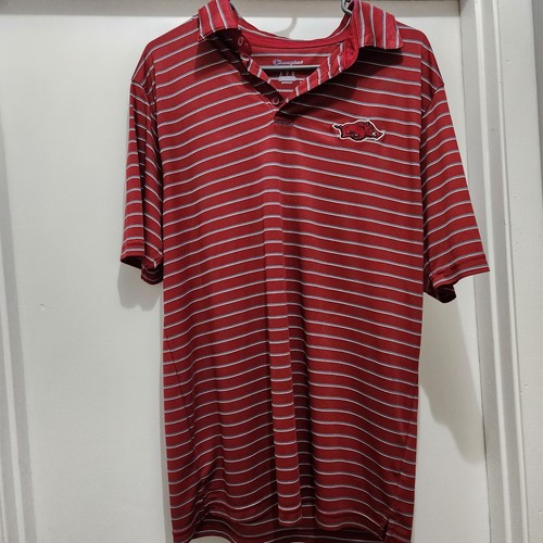 Arkansas Razorbacks Shirt Mens Large Red, Gray &White Polo Golf Short Sleeve