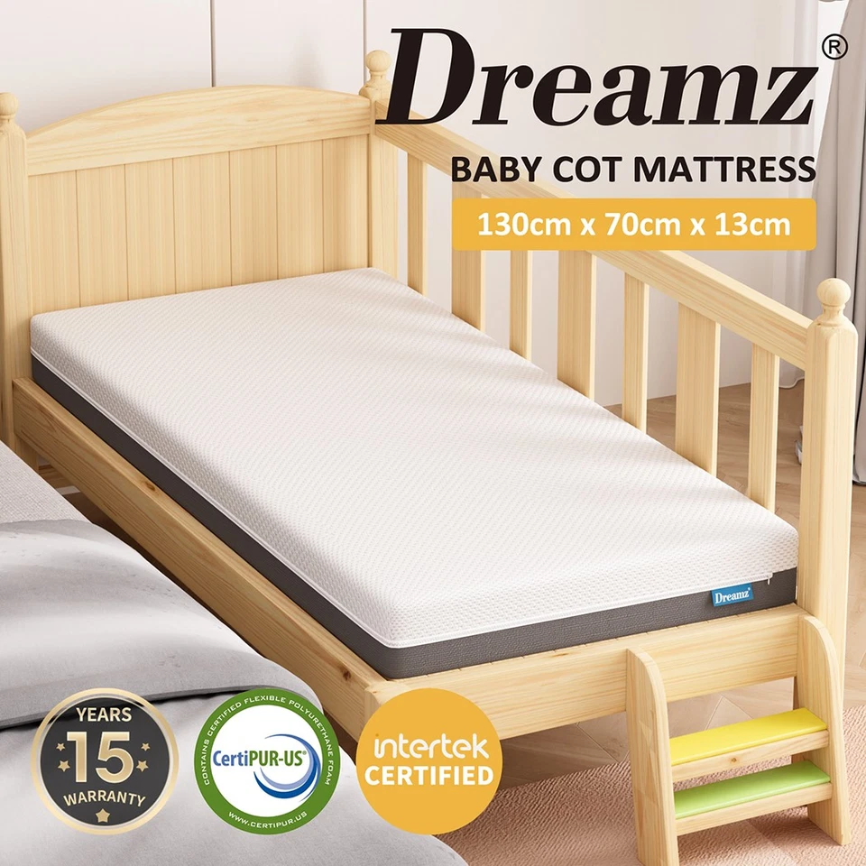 Dreamz Baby Cot Crib Mattress Cooling Gel Memory Foam Kids Bed Breathable 13cm