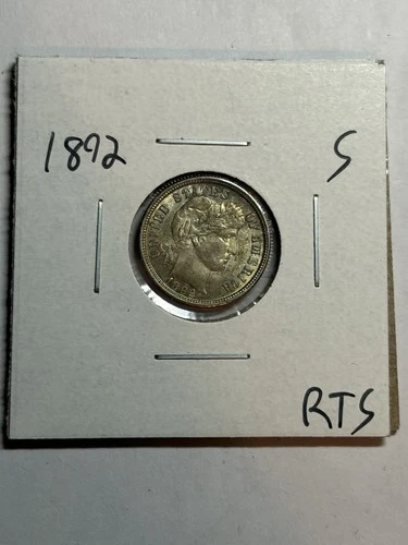1892 S Silver Barber Dime Looks UNC Tougher Date