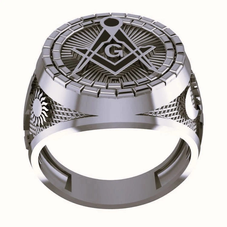 Masonic Ring Free Mason Ring Oxidize Masonic Symbol Band Masonic 925 Silver ring - Image 2 of 3