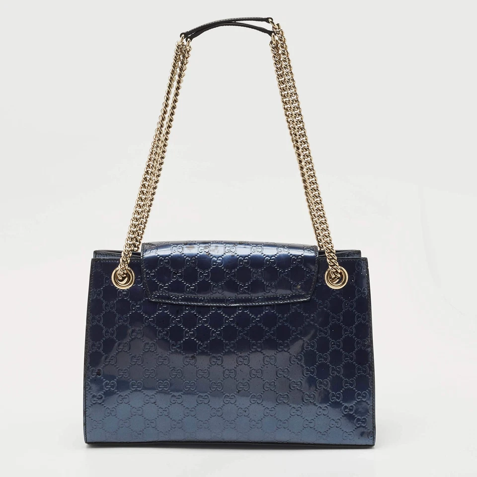 Bolso de Hombro Gucci Azul Guccissima Charol Grande Cadena Emily Foto 4 de 4