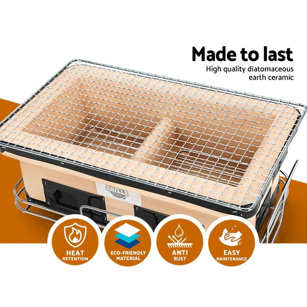 Grillz BBQ Grill Tabletop Charcoal Smoker Portable Japanese Hibachi Style Grill