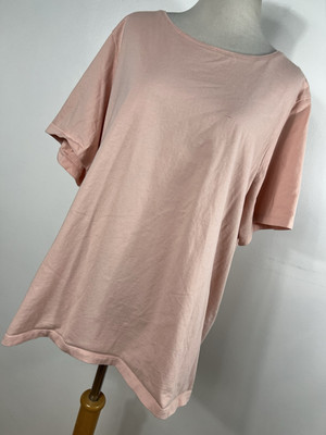 CJ Banks 3X Shirt Top Pale Pink Short Sleeve 100% Cotton Classic Womens A1