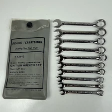 Sears Craftsman Combination Ignition Wrench Set 10 PC Metric 4-11mm No. 943443