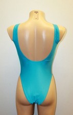 Women One-piece Leotard 201-04 Bottom Half Closed Open Back Blue Spandex Size M