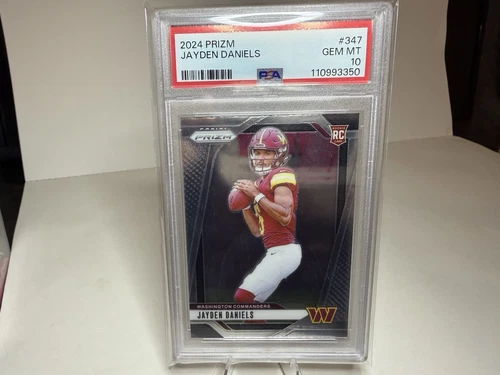 🔥 JAYDEN DANIELS PSA 10 2024 PANINI PRIZM #347 ROOKIE RC COMMANDERS 🔥