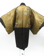 Japanese Vintage Haori Black Jacket Silk Men's Donpa 5 Crests Japan eb-1690